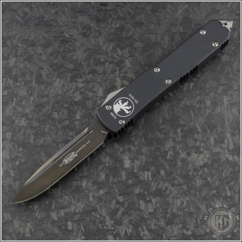 (#121-1DLC) Microtech Ultratech S/E DLC Black Plain - Front