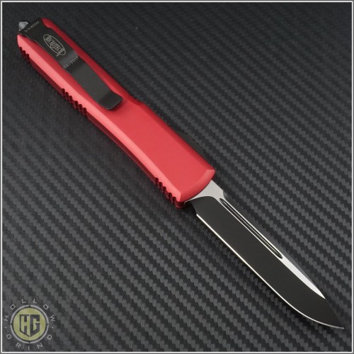 (#121-1RDCC) Microtech Red Ultratech S/E Black Plain Tactical w/ Contoured Handle - Back
