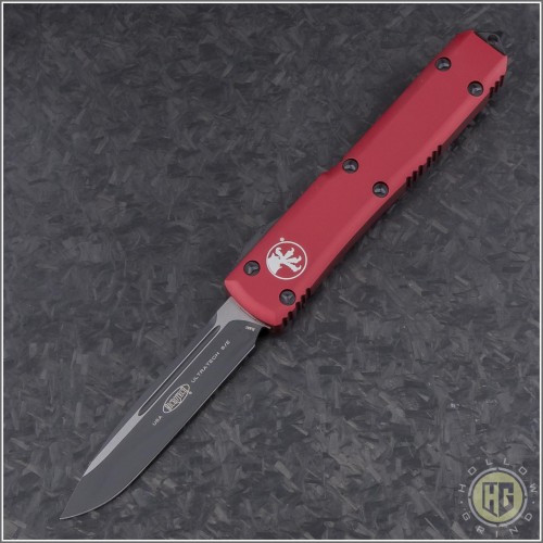 (#121-1RD) Microtech Red Ultratech S/E Black Plain - Front