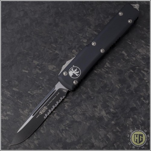 (#121-2CC) Microtech Ultratech S/E Black Partially Serrated - Front