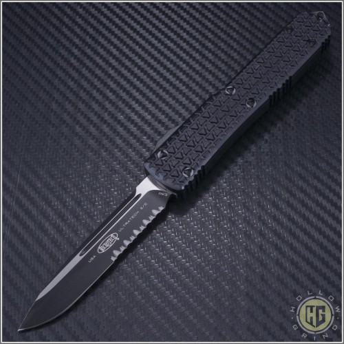 (#121-2T-TRI) Microtech Ultratech S/E Black Partially Serrated Tri-Grip Tactical  - Front