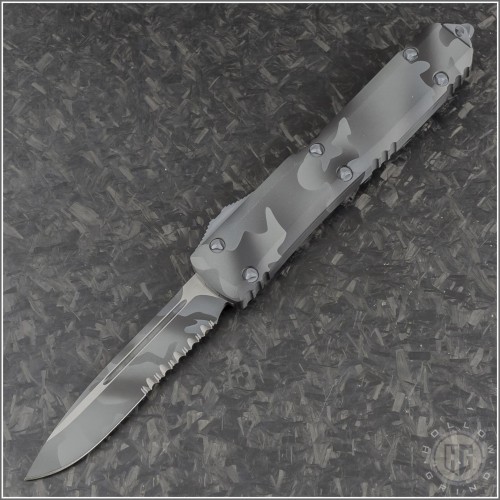 (#121-2UCS) Microtech Urban Camo Ultratech S/E Part Serrated - Front