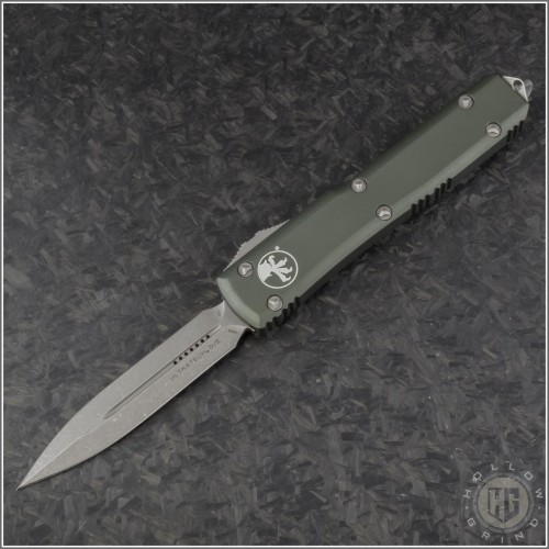 (#122-10APOD) Microtech OD Green Ultratech Apocalyptic D/E Plain - Front