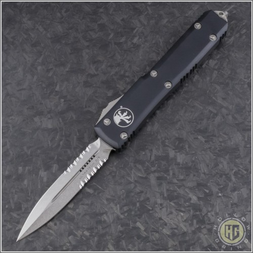 (#122-11) Microtech Ultratech D/E Stonewash Partially Serrated - Front
