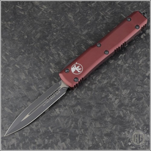 (#122-1MR) Microtech Merlot Ultratech D/E Black Plain - Front