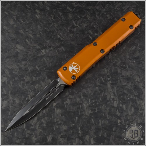 (#122-1OR) Microtech Orange Ultratech D/E Black Plain - Front