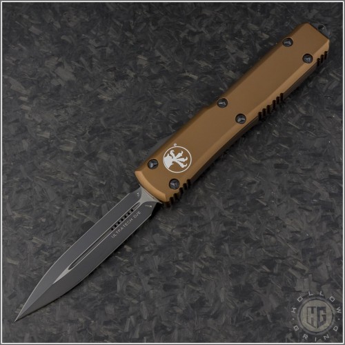 (#122-1TA) Microtech Tan Ultratech D/E Black Plain - Front