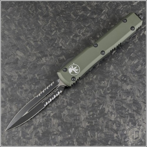 (#122-2OD) Microtech OD Green Ultratech D/E Black Partially Serrated - Front