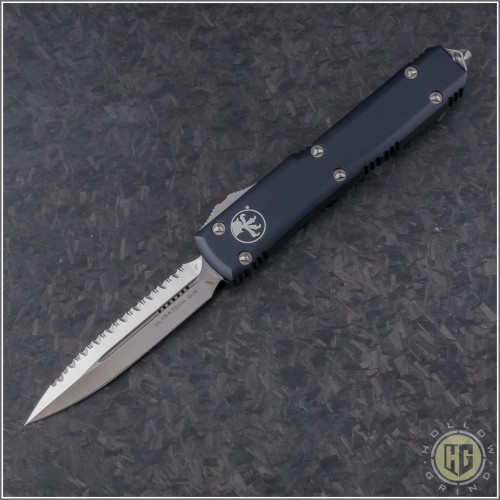 (#122-6) Microtech Ultratech Satin D/E Fully Serrated Contoured Chasis - Front