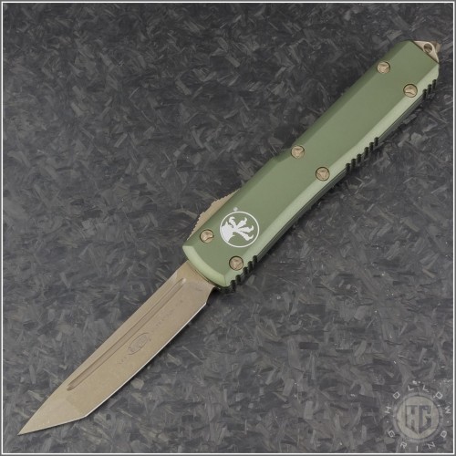 (#123-13APOD) Microtech OD Green Ultratech T/E Bronzed Apocalyptic - Front