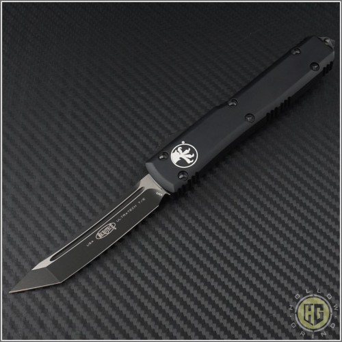 (#123-1TCC) Microtech Ultratech T/E (Tanto) Black Plain Tactical Contoured - Front