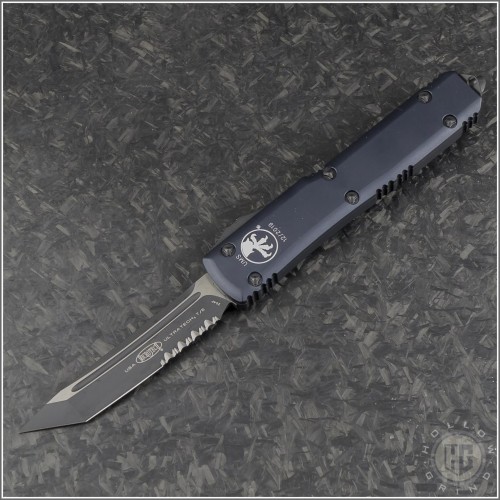 (#123-1T) Microtech Ultratech T/E Black Plain Tactical - Front