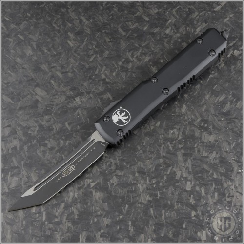 (#123-1T) Microtech Ultratech T/E Black Plain Tactical - Front