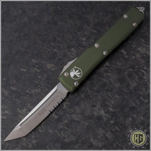 (#123-5OD) Microtech OD Green Ultratech T/E Satin Partially Serrated - Front