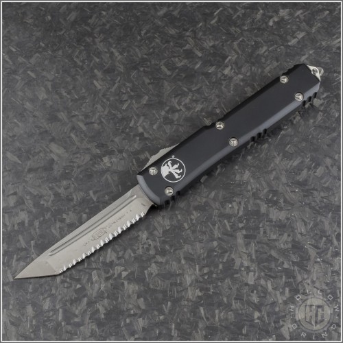 (#123-6) Microtech Ultratech T/E (Tanto) Satin Full Serrated - Front