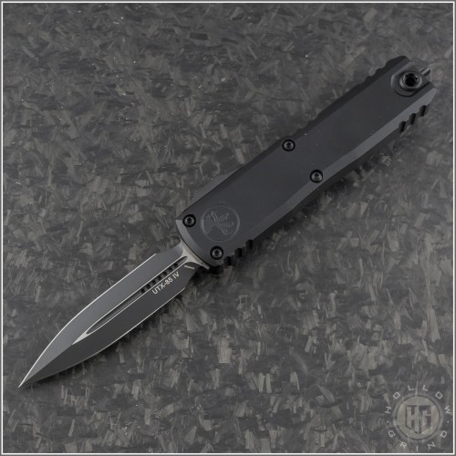 (#12324-1T) Microtech UTX-85 Gen IV D/E Black Plain - Front