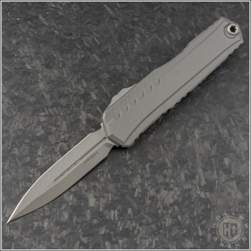 (#1242-10APNC) Microtech Natural Clear Cypher II D/E Plain Apocalyptic - Front