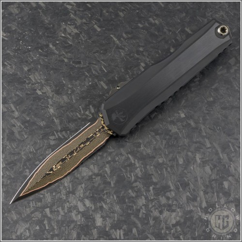 (#1242-16MS1) Microtech Cypher II D/E Baker Forge Coppermai Damascus - Front