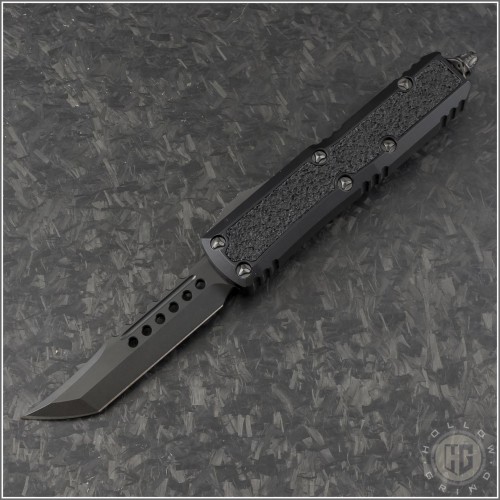 (#126H-1DLCTSH) Microtech Shadow Daytona Hellhound Tanto DLC Plain - Front