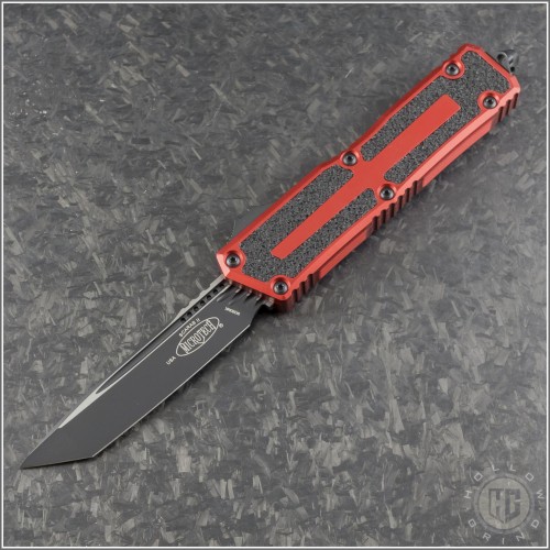 (#1279-1RD) Microtech Red Scarab II Gen III T/E Black Plain - Front