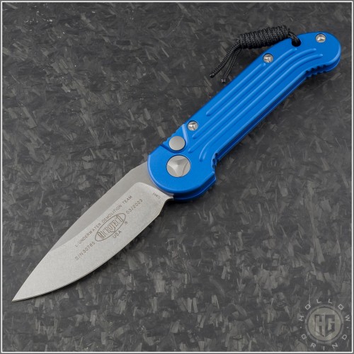 (#135-10BL) Microtech Blue LUDT Stonewash Plain - Front