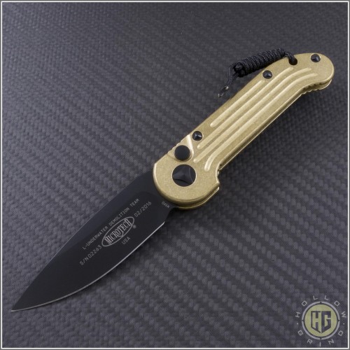 (#135-1BR) Microtech Brass LUDT Black Standard - Front
