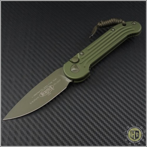 (#135-1GR) Microtech OD Green LUDT Green Hardware / Black - Front