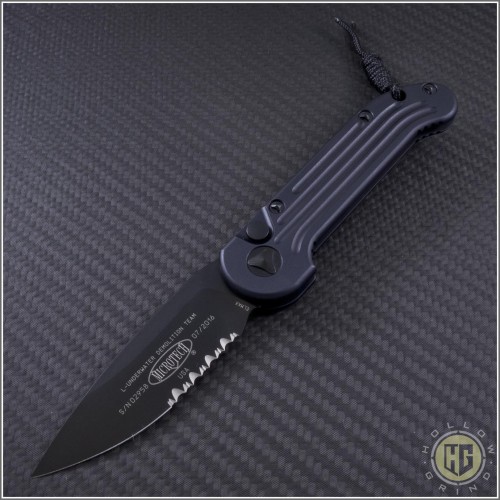 (#135-2T) Microtech LUDT Black Partially Serrated Tactical  - Front