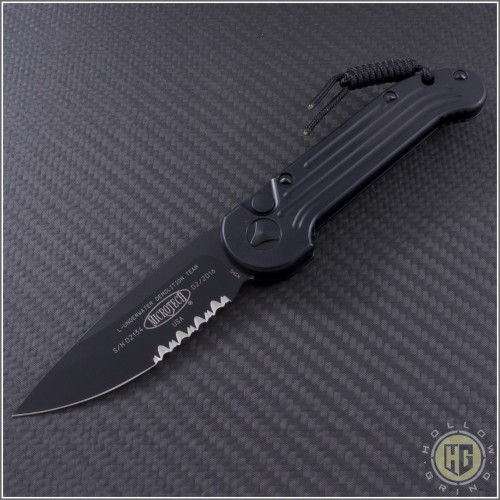 (#135-2T) Microtech LUDT Black Partially Serrated Tactical  - Front