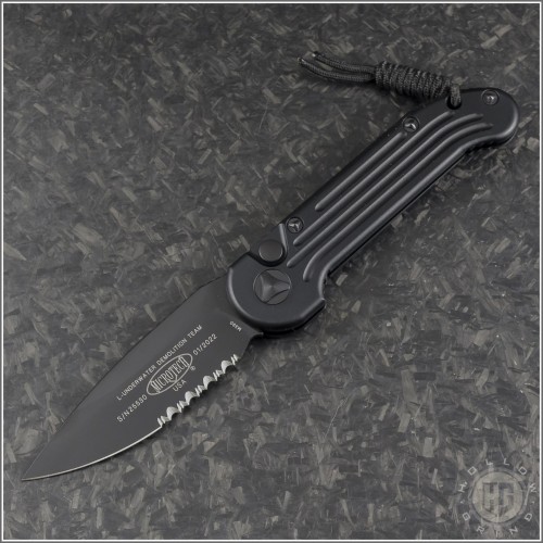 (#135-2T) Microtech LUDT Black Partially Serrated Tactical  - Front