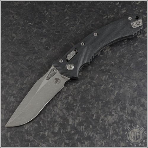 (#137RL-10APFLGTBK) Microtech Knives Amphibian Ram-Lok Fluted G10 Handle Stonewash Plain - Front
