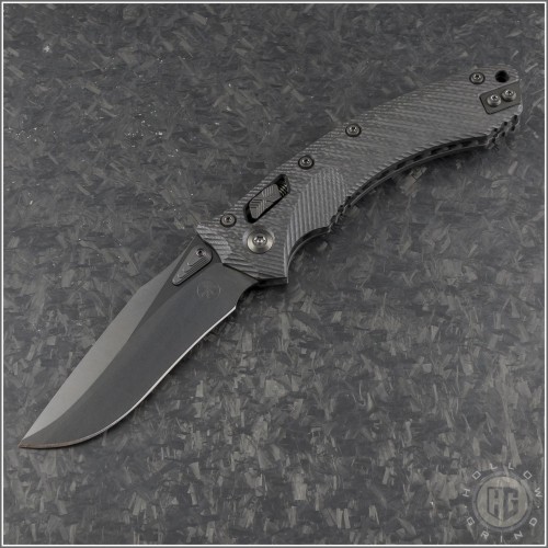 (#137RL-1DLCTFLCFS) Microtech Knives Carbon Fiber Amphibian Ram-Lok Fluted Handle DLC Plain - Front