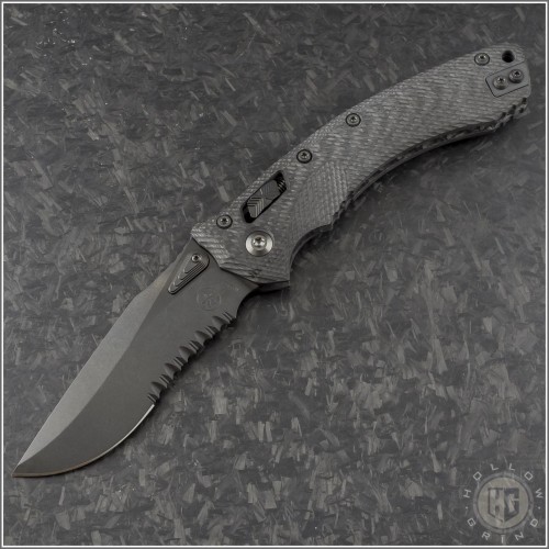 (#137RL-2DLCTFLCFS) Microtech Knives Carbon Fiber Amphibian Ram-Lok DLC Part Serrated - Front