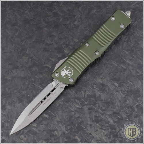 (#138-10OD) Microtech OD Green Troodon D/E Stonewash Plain - Front
