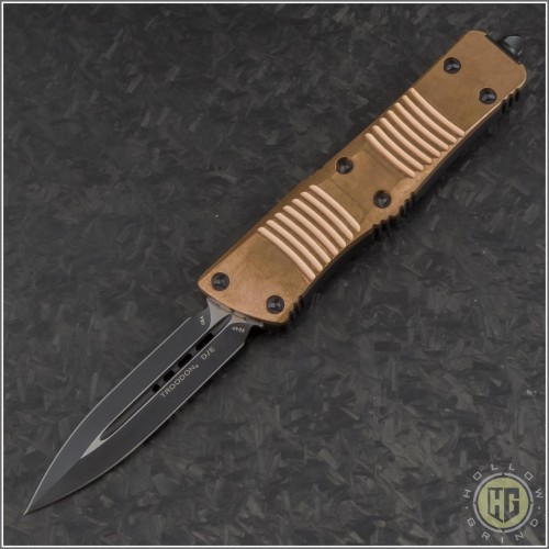 (#138-1CPSS) Microtech Copper Top Troodon D/E Black Plain - Front
