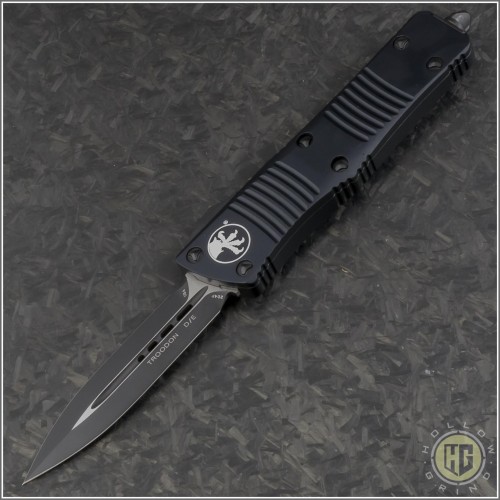 (#138-1T) Microtech Troodon D/E Black Tactical Plain - Front