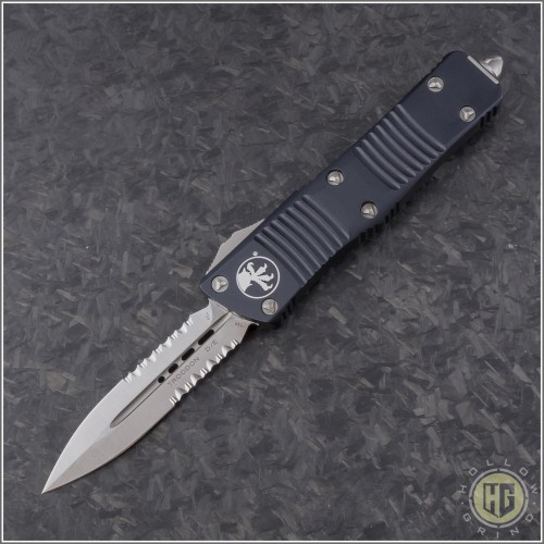 (#138-5) Microtech Troodon D/E Satin Part Serrated - Front