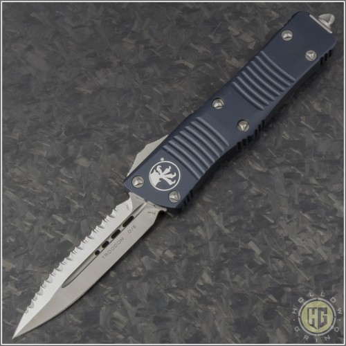 (#138-6) Microtech Troodon D/E Satin Partially Serrated - Front