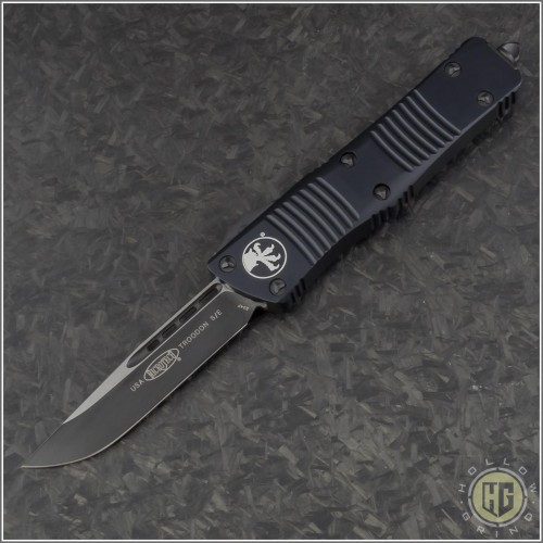 (#139-1T) Microtech Troodon S/E Black Tactical Plain - Front