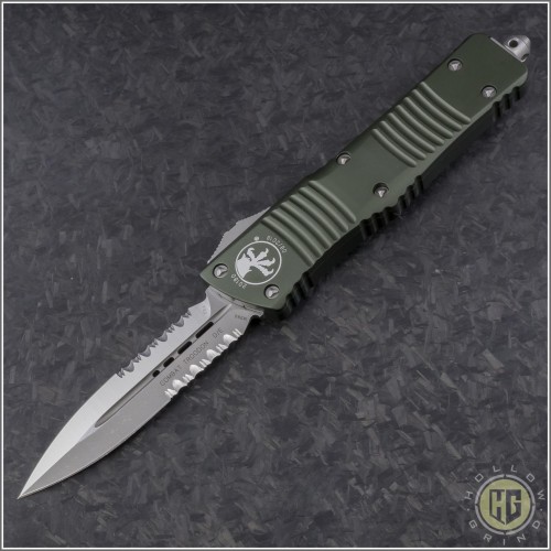 (#142-5OD) Microtech OD Green Combat Troodon D/E Satin Partially Serrated - Front