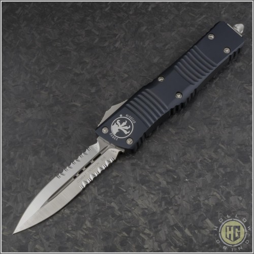 (#142-5) Microtech Combat Troodon D/E Satin Partially Serrated - Front