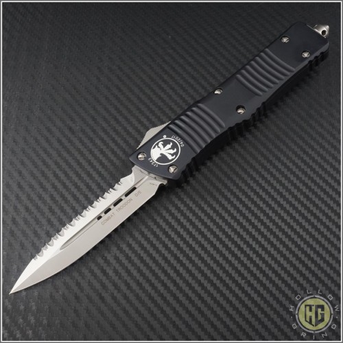 (#142-6) Microtech Combat Troodon D/E Satin Full Serrated - Front