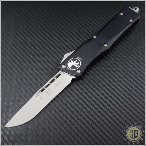 (#143-10S) Microtech Combat Troodon S/E Stonewash Plain - Smooth Handle - Front