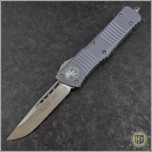 (#143-4GY) Microtech Gray Combat Troodon S/E Satin Plain - Front