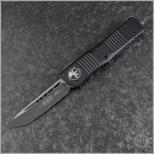 (#144-1T) Microtech Combat Troodon Tanto Black Plain Tactical  - Front