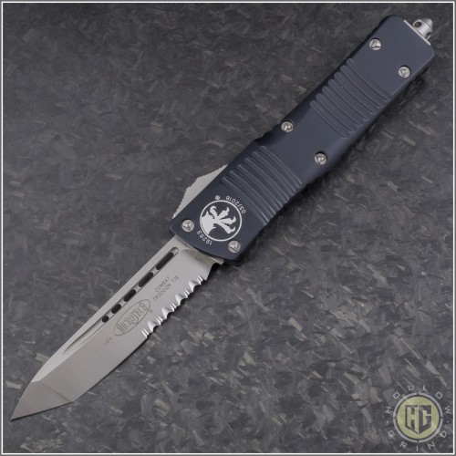 (#144-5) Microtech Combat Troodon Tanto Satin Partially Serrated - Front