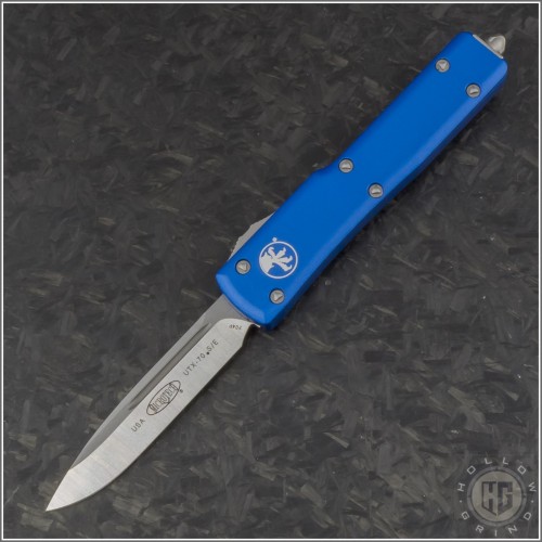(#148-4BL) Microtech Blue UTX-70 S/E Satin Plain - Front