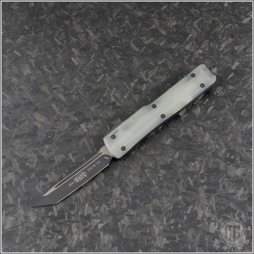 (#149-1GTJGS) Microtech UTX-70 T/E Signature Series Jade Green G10 Composite Top Standard - Front