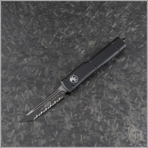 (#149-3T) Microtech UTX-70 T/E Black Fully Serrated Tactical - Front