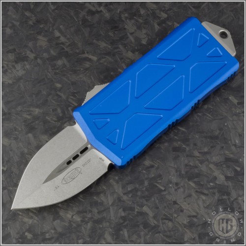 (#157-10BL) Microtech Blue Exocet Stonewash Plain - Front